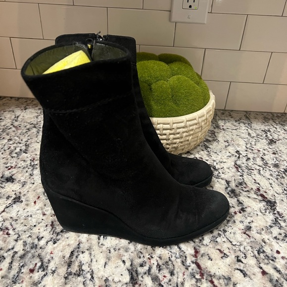 Stuart Weitzman black suede wedge booties, size 8 - Picture 1 of 8